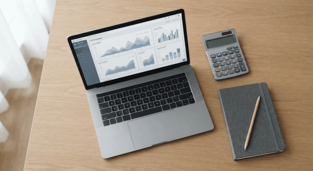 Property management dashboard and rent roll tools used for revenue management analysis