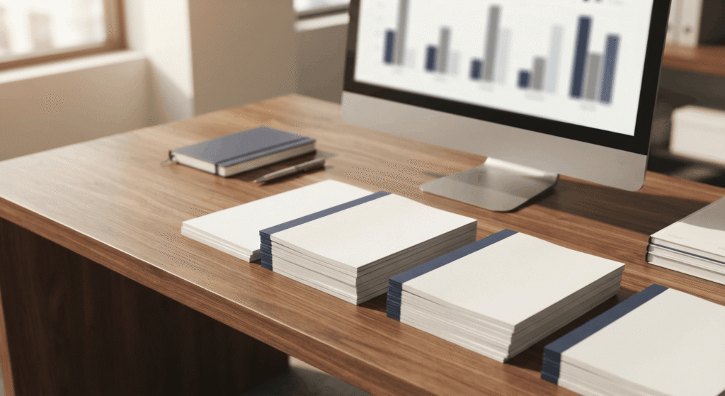 Leasing office desk with occupancy reports for a build-to-rent community lease-up