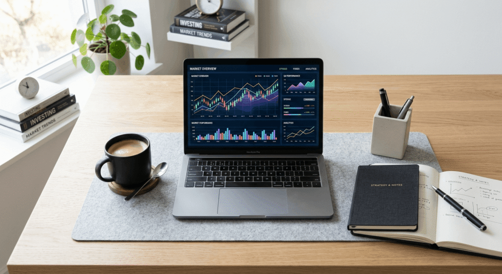 "Desk setup representing a property owner reviewing their monthly financial report