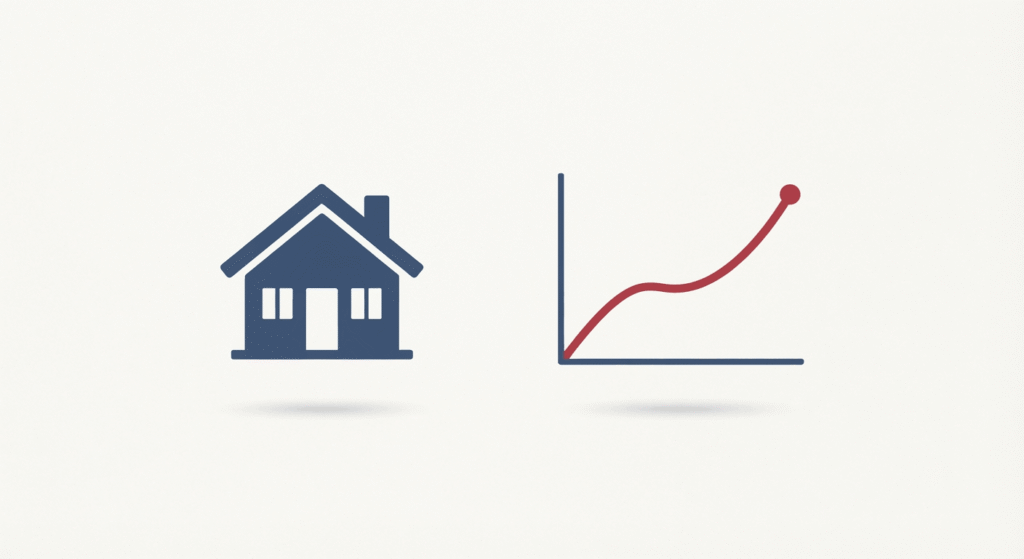 Upward trending red line chart representing rising delinquency and maintenance costs on an owner report