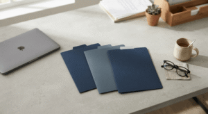 Three organized compliance folders representing HUD, LIHTC, and conventional property management standards