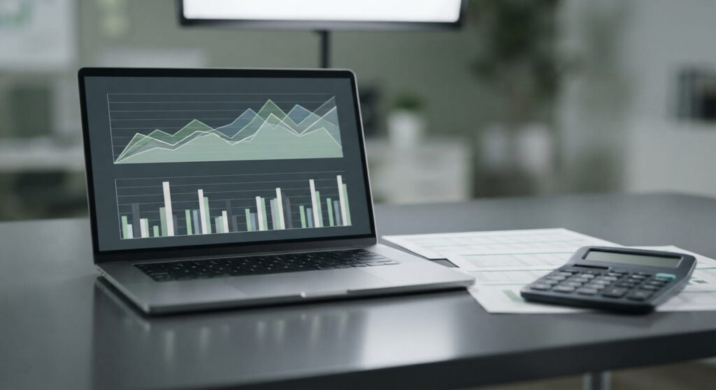 Financial workspace showing NOI and property performance reporting
