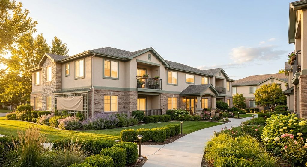 Well-maintained apartment community exterior representing a lender-owned property after foreclosure