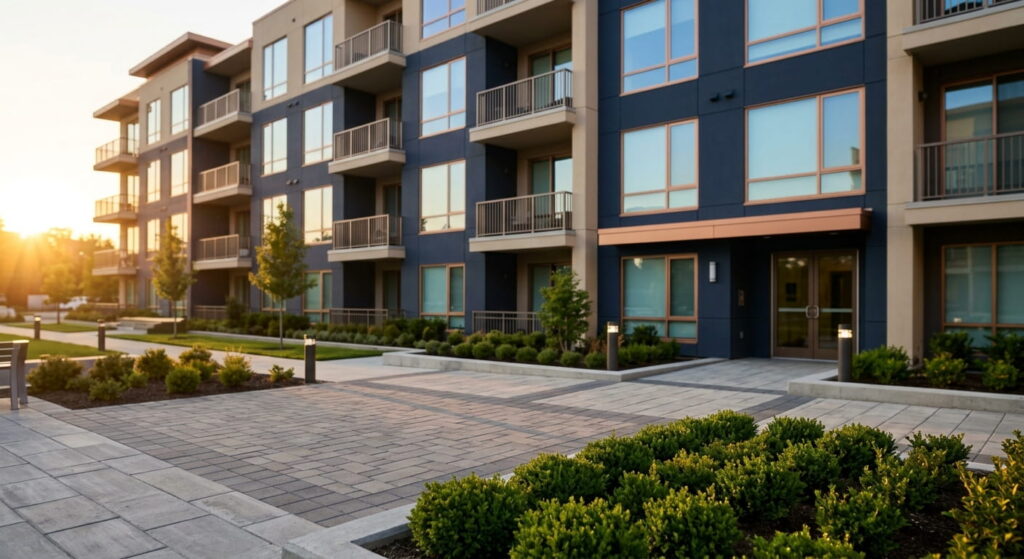 Apartment community with a calculator and utility invoice showing RUBS cost recovery